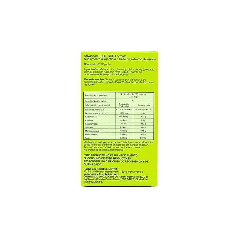 Glisodin Skin Nutrients Advanced Pure-SOD Suplemento Hipoalergénico 60 Cápsulas Hidratación