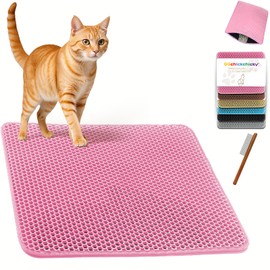 Cat Toilet Mat, Cat Mat Waterproof Cat Mat | 2025 Waterproof Cat Litter Mat | Double Layer EVA, Odorless Large Grid | Urine Leak Proof & Easy Care | Soft Touch | Multipurpose Design for Toilet and