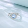 INFUSEU March Birthstone Ring Aquamarine Rings for Women Sterling Silver