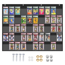 ZKOO Cards Display Case, 50 Pocket PSA/BGS/CGC Grading Cards Storage Bag for Sports Card, Baseball Card, Football & Basketball Card, Trading Card Wall Display Bag, Black