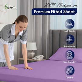 Egypto King Size Fitted Sheets – Soft & Breathable 10" Deep Fitted sheets with Elasticized Pockets – Anti Allergy Polycotton Fitted Bed Sheets (King, Lilac)