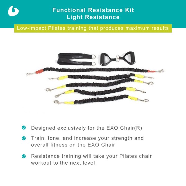 Balanced Body EXO Chair Functional Resistance Kit, Tension-Resistant Handles and Bands, Cables for Pilates and Strength Training (Heavy)