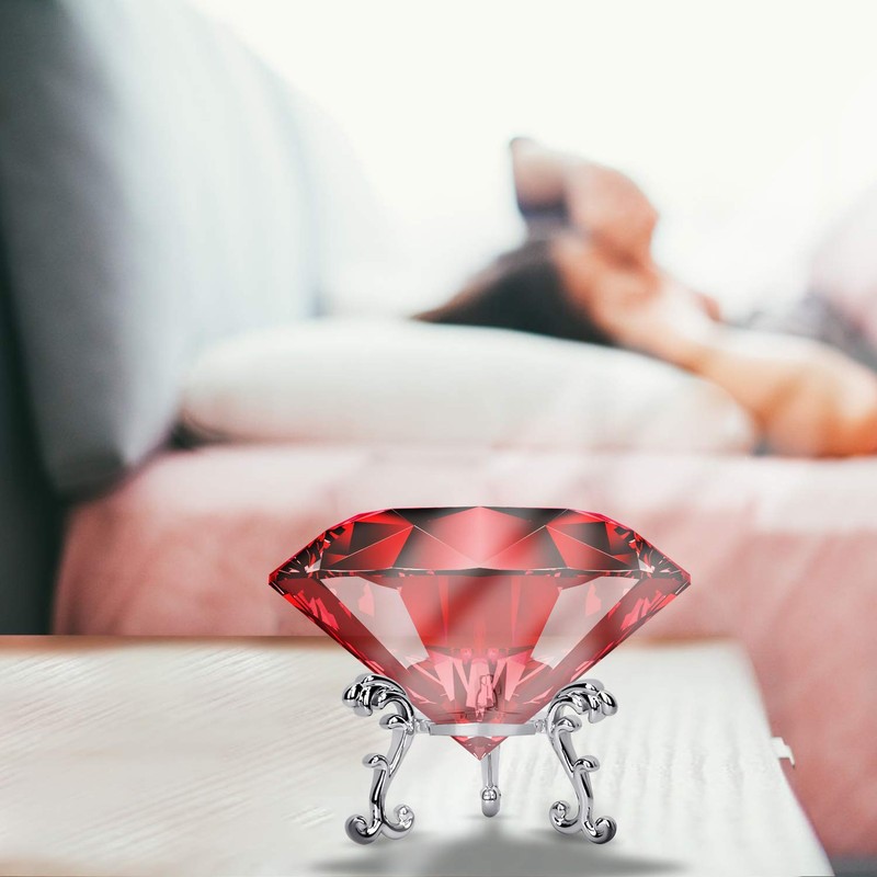 Large Crystal Diamond Paperweight with Stand Jewels Wedding Decorations Centerpieces
