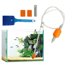 PINVNBY Aquarium Vacuum Gravel Cleaner Kit Manually Fish Tank Cleaner with Cleaning Brush & Suction Cup Fish Tank Water Changer Aquarium Siphon Sand Cleaning for Small Fish Tank