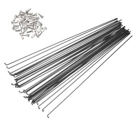 PATIKIL 14G Bicycle Spokes 288 Mm/11.34 Inch, 36 Pcs Stainless Steel J Bend 2mm Mountain Bike Spokes with Brass Nipples for City Road Bike Electric Bike MTB Wheel Spokes, Black