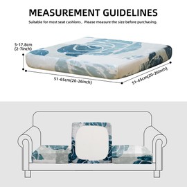 DREAHOTEXTIL 8Pcs Stretch Patio Cushion Covers Outdoor Cushion Cover, Jacquard Stretch Cushion Covers, Cover Replacement, Outdoor Sofa Covers, Washable Furniture Couch Cushion Cover (Blue Rose)