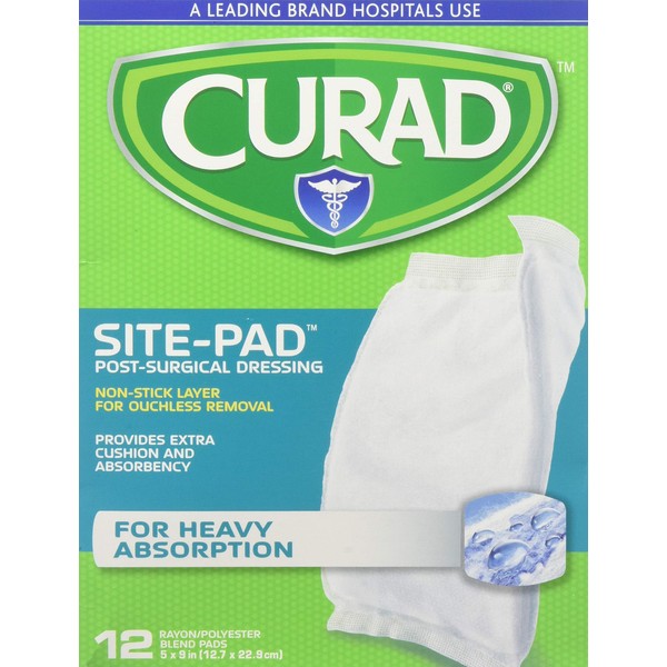 Curad Sitepad Surgical Dressings 5 Inches X 9 Inches 12 Each (Pack of 3)