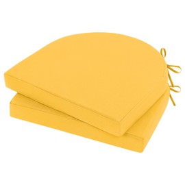 Topotdor Outdoor Chair Cushions Set of 2, 17"x16"x2" Waterproof Patio Chair Cushions for Outdoor Furniture, Round Corner Outdoor Seat Cushions Color Fastness Chair Pads with Ties, Yellow