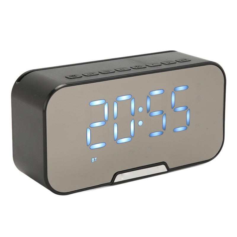 Bluetooth Speaker with Digital Alarm Clock Temperature Display Voice Announcement