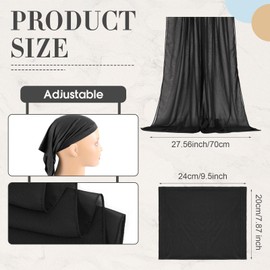 Bunnycool Hijab Scarves and Undercap Set, Chiffon Muslim Head Scarf for Women Islamic Solid Long Shawl Inner Hijab Cap(Black)