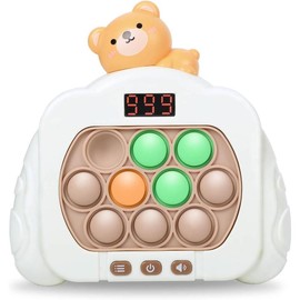 Quick Push Pop Game Fidget Toys, 12 Modes LED Screen Light Up Fast Push Bubble Game, Handheld Speed Pushing Game, Christmas Toys Gifts for 6 7 8 9 10 11 12 Years Old Kids Stocking Stuffers(Bear)