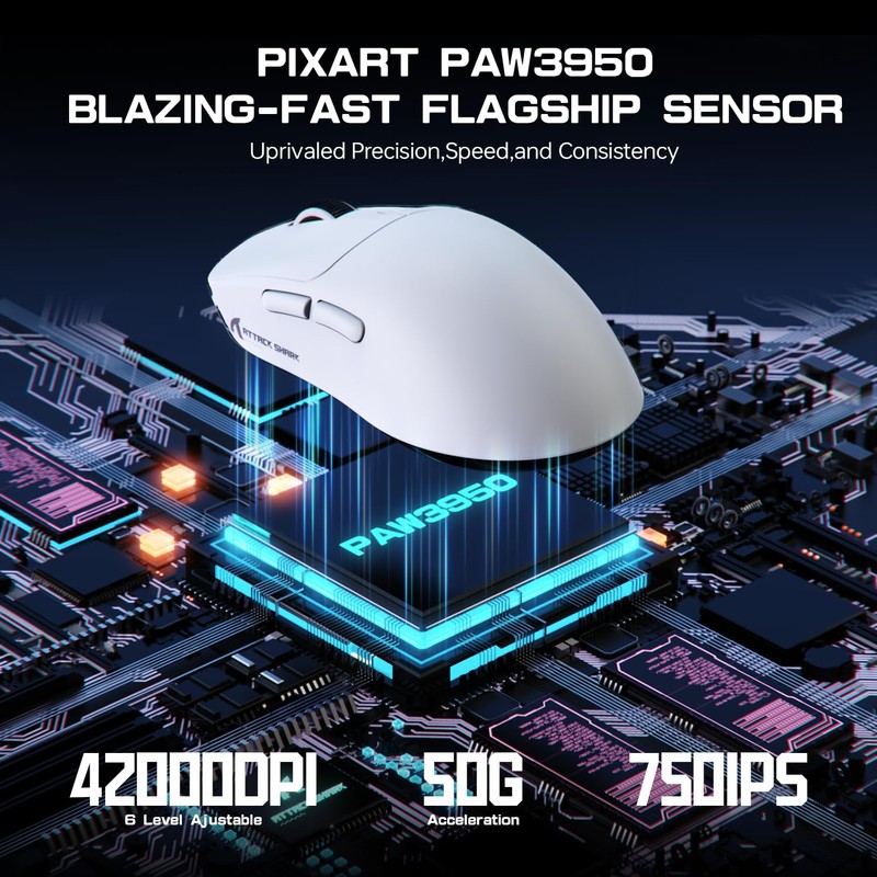 MAMBASNAKE Attack Shark X3MAX 49g Superlight Mouse, PixArt PAW3950 Sensor,