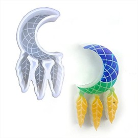Duawenki Moon Shaped Dreamcatcher Shape Car Freshie Silicone Mold for Making Soap Aroma Beads Car Freshie, Pendant, Candle, Resin