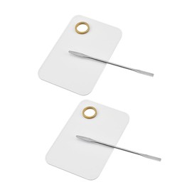 Beavorty 2sets Makeup Color Mixing Palette Set with Stainless Steel Spatulas for Nail Art Eyeshadow and Lipstick Blending Tool for Easy Application and Cleanup