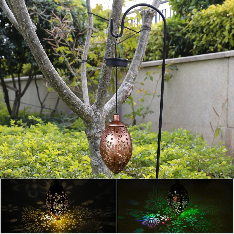 Iron Hollow Water Drop Lamp Solar LED Lantern Garland Garden