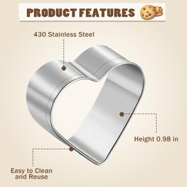 Heart Cookie Cutters, 6 PCS Valentine Cookie Cutter Stainless Steel Heart Cutters - Heart-Shaped, Double Heart, Heart with Arrow, Lips Molds for Valentine's Day Baking and Decoration