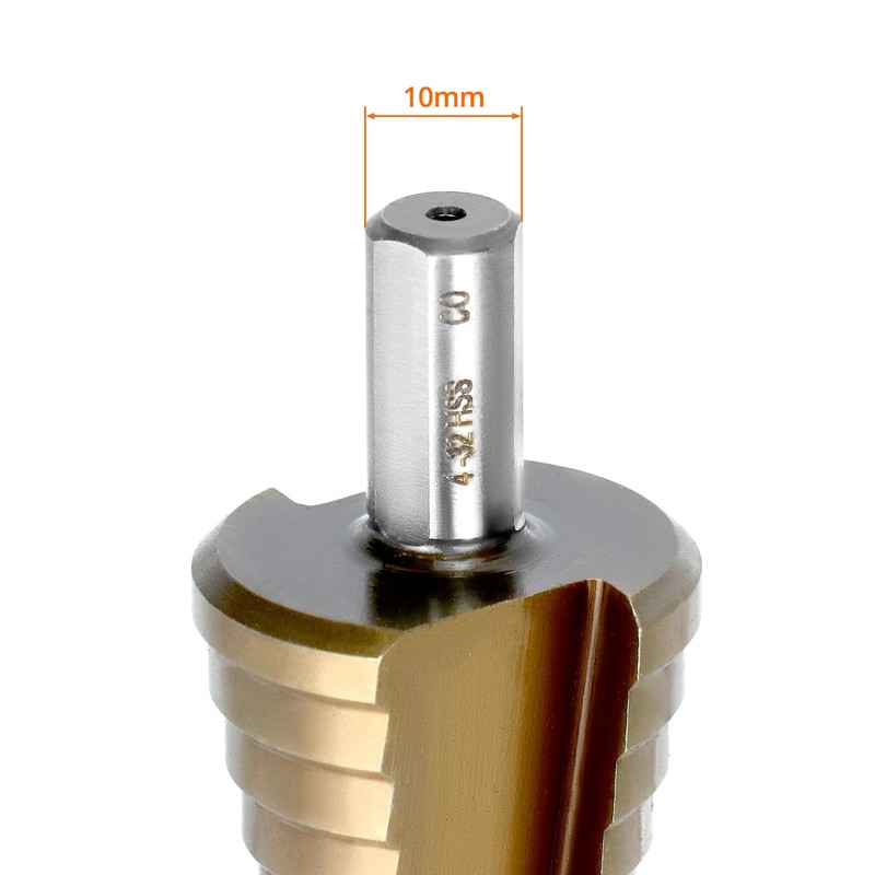 QWORK® HSS M35 Cobalt Step Drill 4-32 mm, Robust Taper