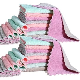 Paquete de 24 paños de limpieza para cocina, paños de cocina, paños de cocina superabsorbentes de terciopelo coral, paños de cocina de microfibra premium suaves, trapos de secado rápido, paños de
