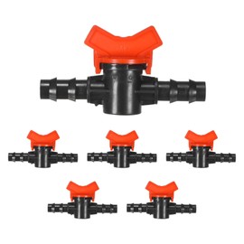 M METERXITY 6 Pack Barbed Ball Valve, for 5/8 Inch Drip Tubing Plastic In-Line Ball Valve Shut-Off Switch for Irrigation/Greenhouse/Aquariums, Barbed Locking Drip Irrigation Fitting