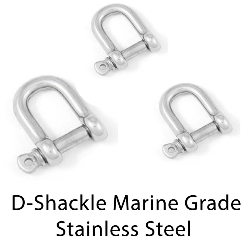 8mm D-Shackles Stainless Steel A4-Marine Grade (316) - for connecting