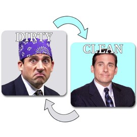 DUNGGLE Dishwasher Μagneτ Clean Dirty Sign Indicator, Washing Machine Μagneτ Double Sided Kitchen Dish Washer Refrigerator Μagneτ Flip with Μagneτic Plate