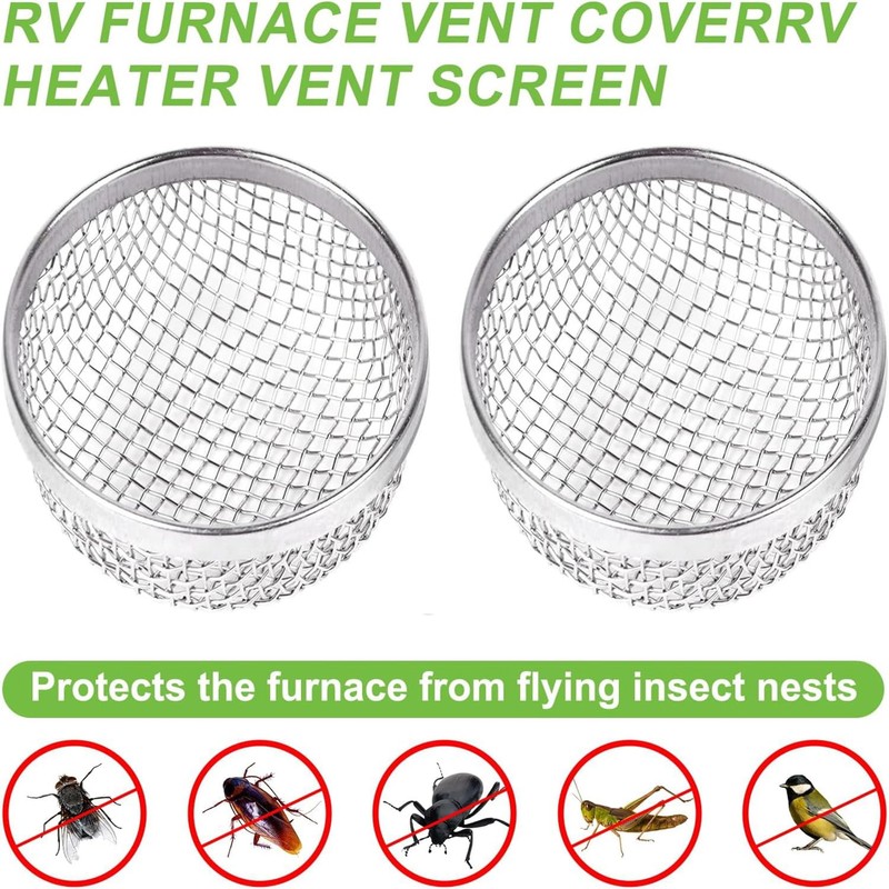 2PCS RV Furnace Vent Screen with Premium Stainless Steel, RV