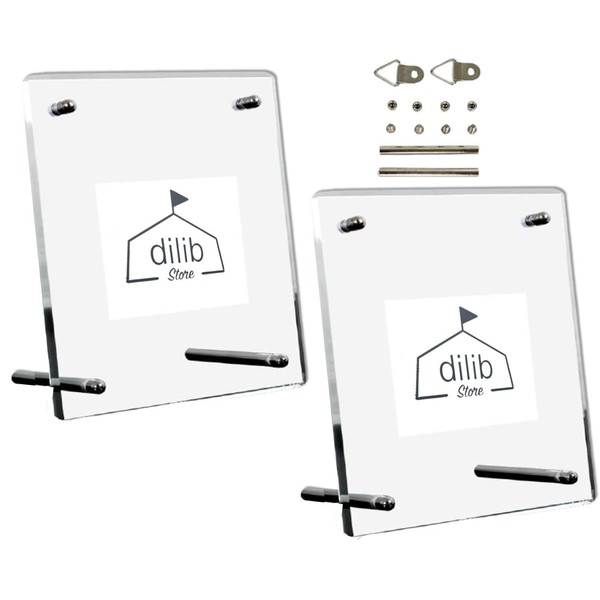 dilib Trading Card Display, Card Case, Card Holder, Vertical, Horizontal, Wall Mounted, 3 WAYS, Card Stand, Storage (Clear, Set of 2)