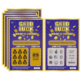 WINGKIND Gold Luck - Boletos falsos de lotería para rascar, gran idea para revelar el embarazo, 6 tarjetas