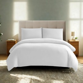 Komfortec Premium Bed Linen 155 x 220 cm with 1 Pillowcase 40 x 80 cm Brushed Microfibre - White
