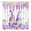 YSSFAV Purple Floral Gnomes Shower Curtain Spring Flower Butterfly Rustic