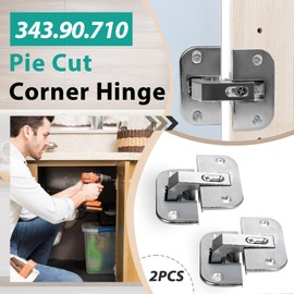 2 Pcs 343.90.710 Pie Cut Corner Hinge - 78 Degree Opening Angle Replacement for Mepla SSP 17, 19 and 21 Series Hinges for Corner Cabinets, Heavy Duty Adjustable Concealed Cabinet Door Hinge