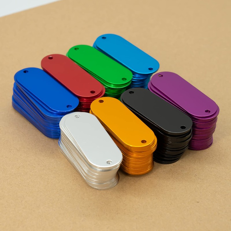 25 x Anodised Aluminium Engraving Blanks with 2 Holes (Silver)