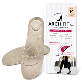 Mister Minit Arch Fit Deo Mesh Women's Insole Pumps Standing Work Thin 3D Cushion Arch Support Deodorizing (Beige, M 23-23.5cm)