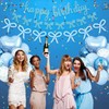Blue Bow Birthday Decorations,Bow Coquette Party Decorations with Blue Happy
