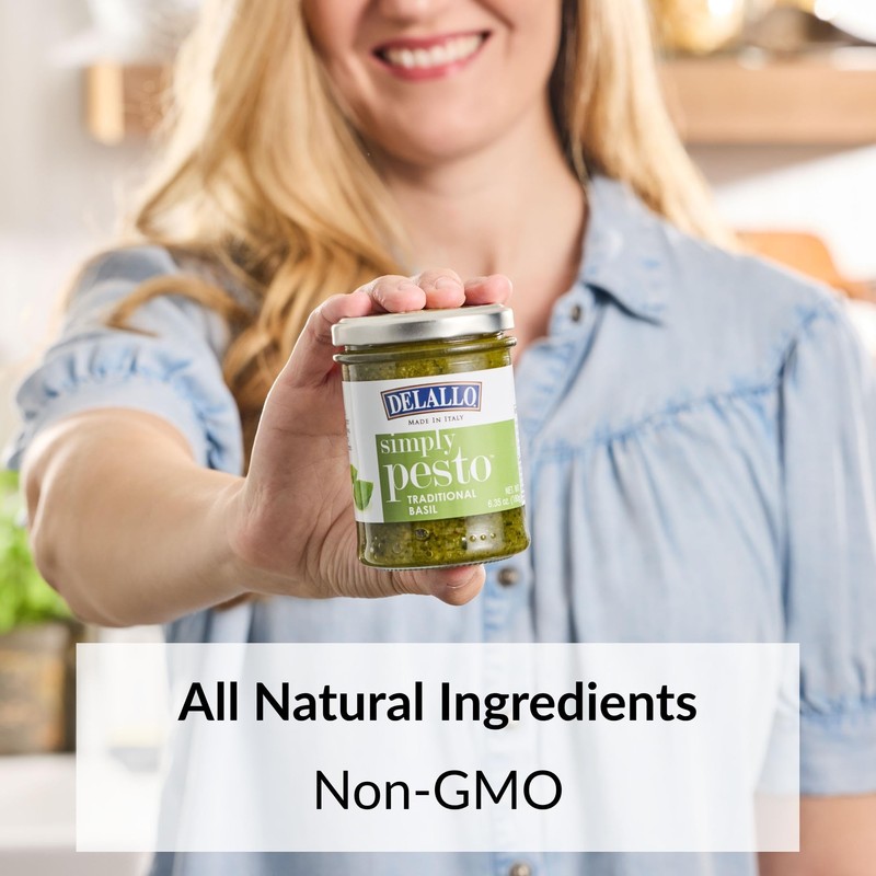 DeLallo Traditional Basil Pesto, Made in Italy, Gourmet Spread, Ready