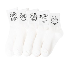 5 Pairs Funny Crew Socks Cute Novelty Casual Cotton Socks for Women Girls All Season Soft Comfy Breathable Socks