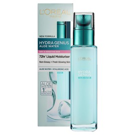 L’Oréal Paris Hydra Genius Aloe Water - Specifically design for Senstive Skin, Provides Intense Liquid Hydration for Glowing Skin, Lightweight Formula with Aloe Water & Hyaluronic Acid, 70ml