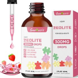 Zeolite Detox for Kids & Adults, 300 mg Zeolite Clinoptilolite Liquid with Vitamin B12 & D3, Vitamin C & Zinc Gluconate, Heavy Metal Detox for Kids, Energy, Natural Strawberry Flavor, 2 Fl Oz
