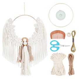 ORIGACH DIY Macrame Essential Angel Wall Hanging Kit for Beginners Adults, Macrame Angel Wings Tapestry Set, Boho Macrame Angel Wall Hanging Decoration for Bedroom Living Room