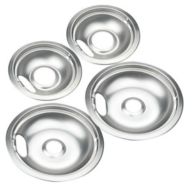 Premium Drip Pan Electric Stove Burner Covers for Whirlpool, Maytag, Kenmore - Replacement for W10278125, W10196405 & W10196406-4 Pack (2x6" and 2x8")