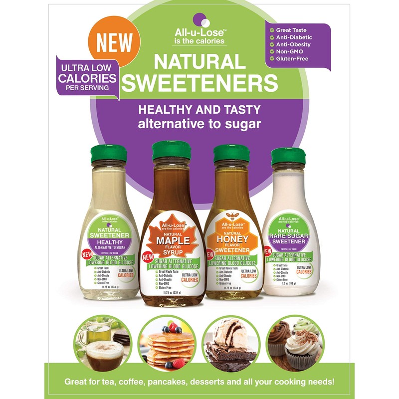 Liquid All-u-Lose, Natural Rare Sugar Sweetener, Non-GMO Allulose with Monk-fruit,