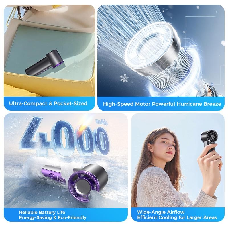 MAGIC JOHN Mini Handheld Fan with LED Display – Powerful