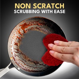 Dish Scrubber–Long Lasting, Non-Scratch, Odorless & Reusable Pot Scrubber for Kitchen, Bathroom, and Floor–Big & Durable Alternative to Rags & Sponges, Heart Shape (3PK)