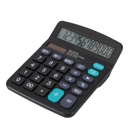 Desk Calculator 12 Digit Office Calculators with Large Screen Display, Dual Solar Power and Battery, Recessed Big Button Calculator for Office Home School (Black)