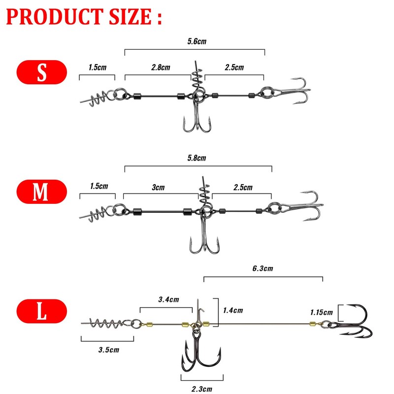Pack of 2 stinger hooks with leader system, screw in