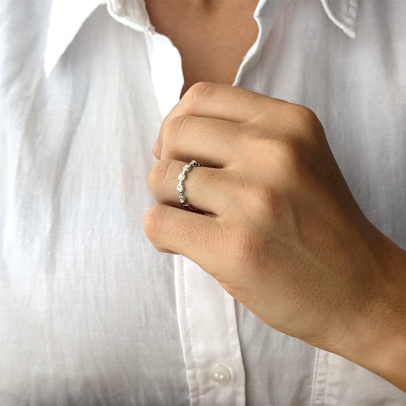 Silverly 925 Sterling Silver Mother of Pearl White Shell Linked