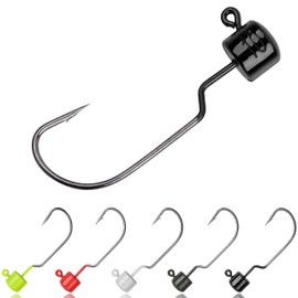 Ned Rig Jig Heads Soft Plastic Worms Lure Hooks - 10pcs Finesse Mushroom Shroom Jig Heads Kit Wide Gap Offset Jig Hooks Multicolor for Soft Lures Bass Fishing(10g-10pcs/box)