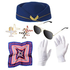 Dorhui Flight Attendant Costume Accessories women’s Stewardess Costume Flight Attendant Hat with Air Hostess Cosplay Costume Accessories