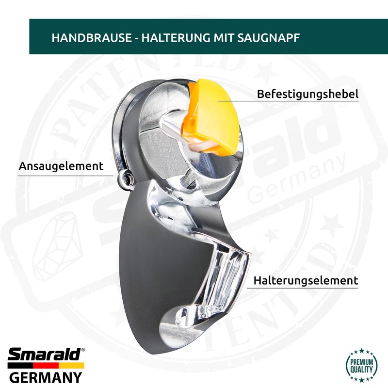 Hand Shower Holder with Suction Cup Flash Mounting by Smarald®