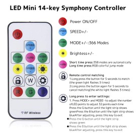 Mini14Keys RGB LED Controller Wireless RF Remote Dream Color for SMD 5050 2835 WS2811 WS2812B RGB LED Strip Lights